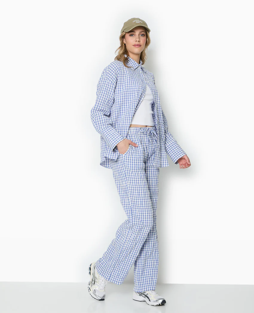 Pimkie Pantalon droit en tissu gaufré motif vichy
