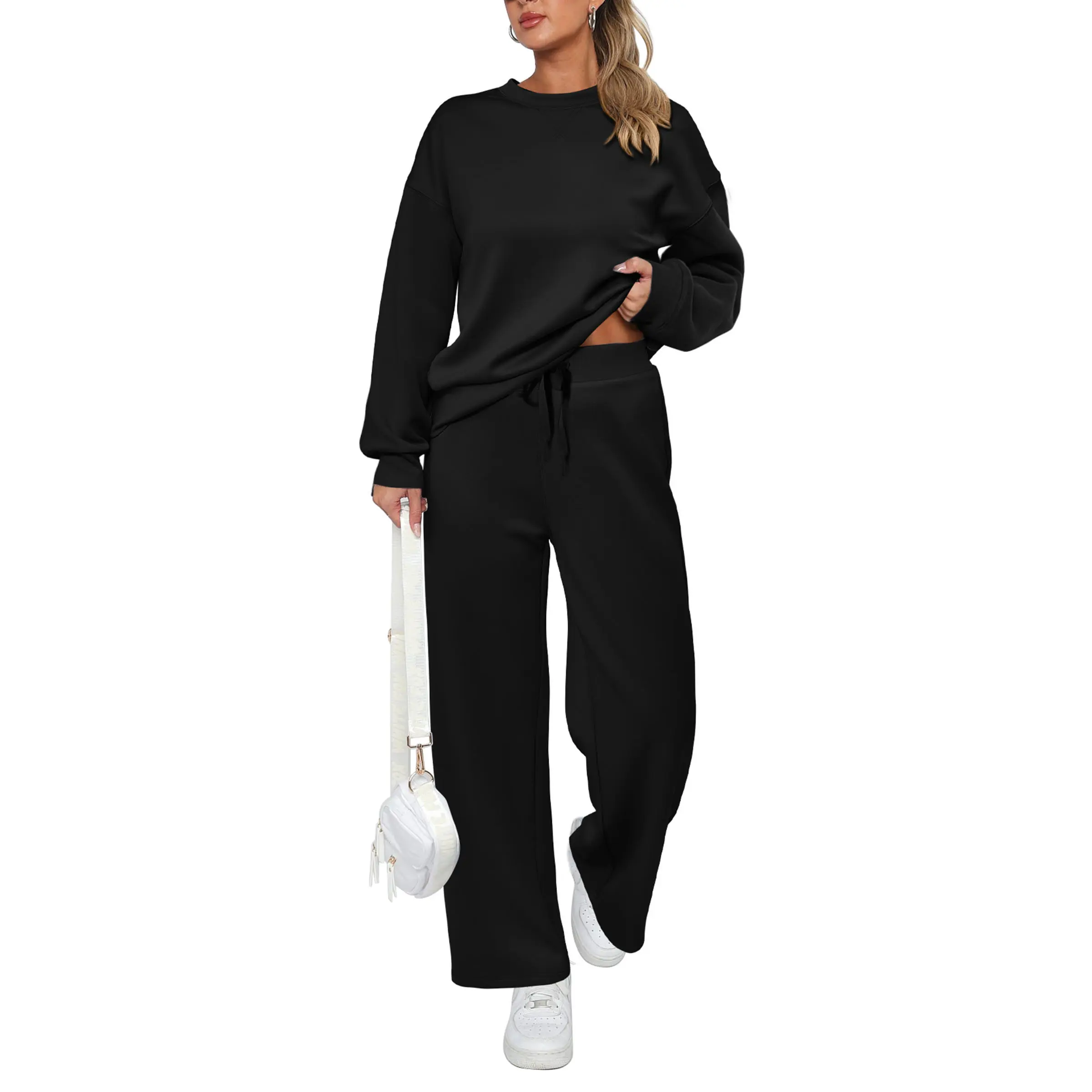 PrettyGarden Women's 2 Piece Outfits Long Sleeve Pullover Tops And Long Pants Lounge Sets Tracksuit