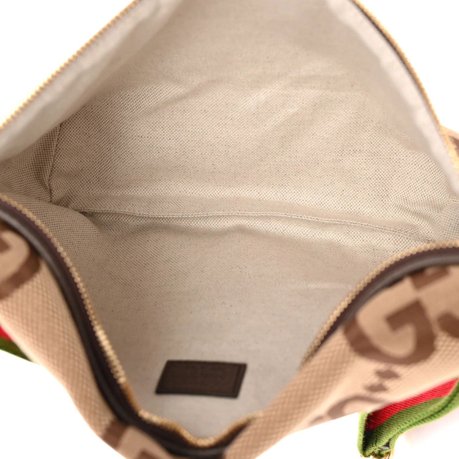 Monogram Jumbo GG Textured Dollar Calfskin Web Belt Bag Camel Ebony New Acero - Top Club