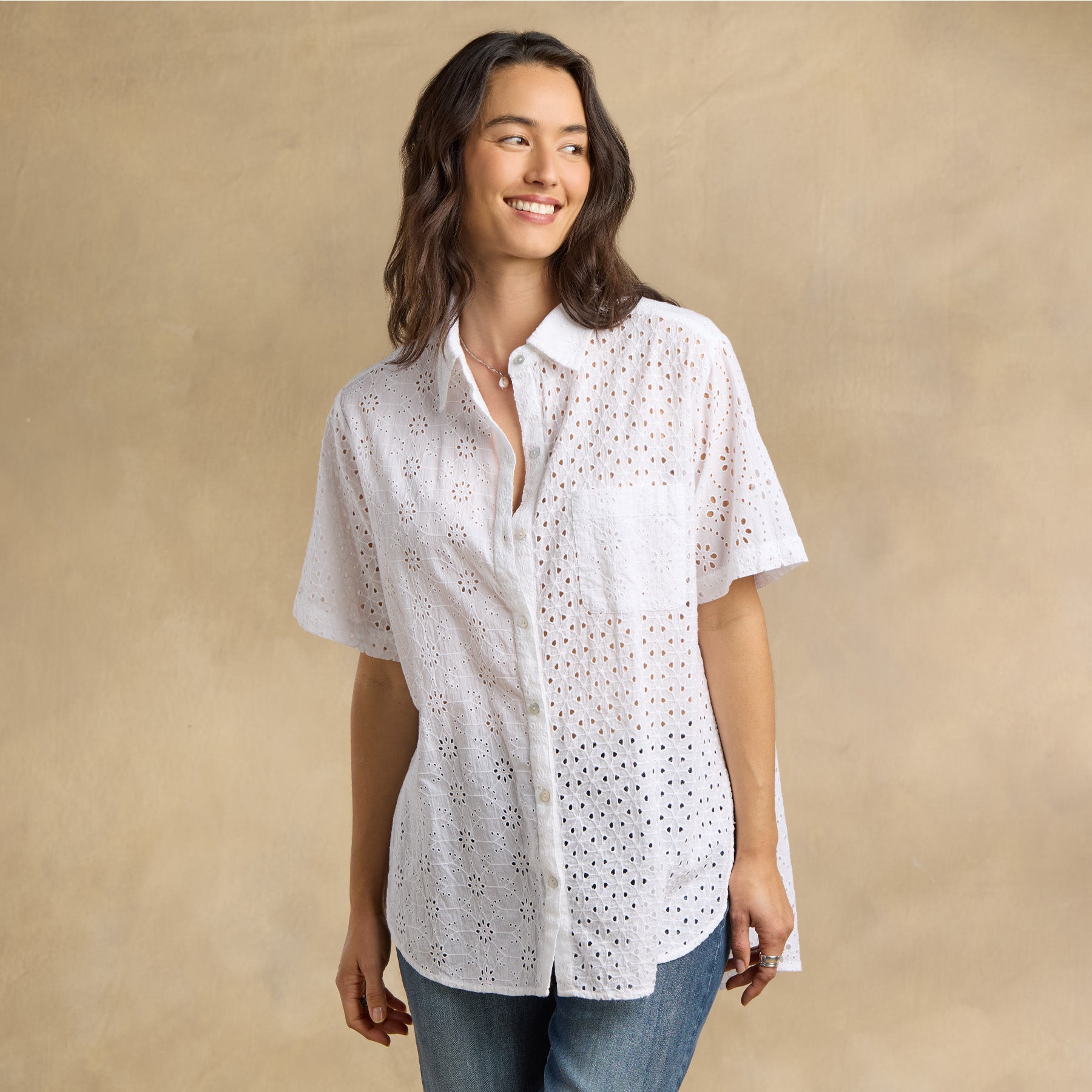 Tabitha Eyelet Shirt, Petite - Sundance Living