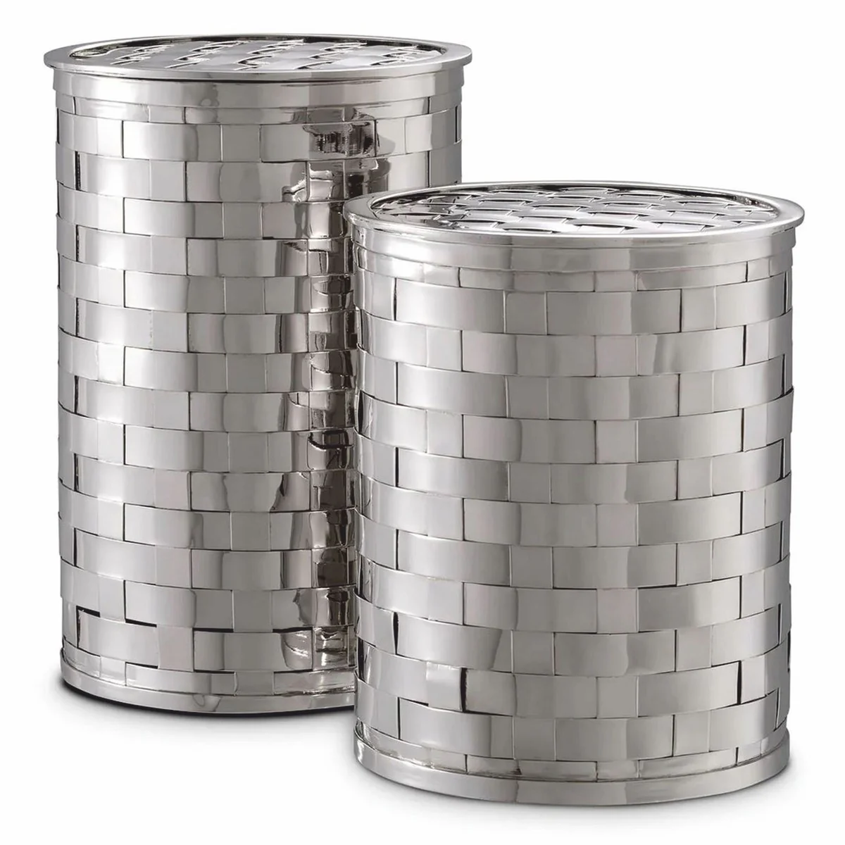 Luxury biscuit tins set of 2 silver - luxury accessories