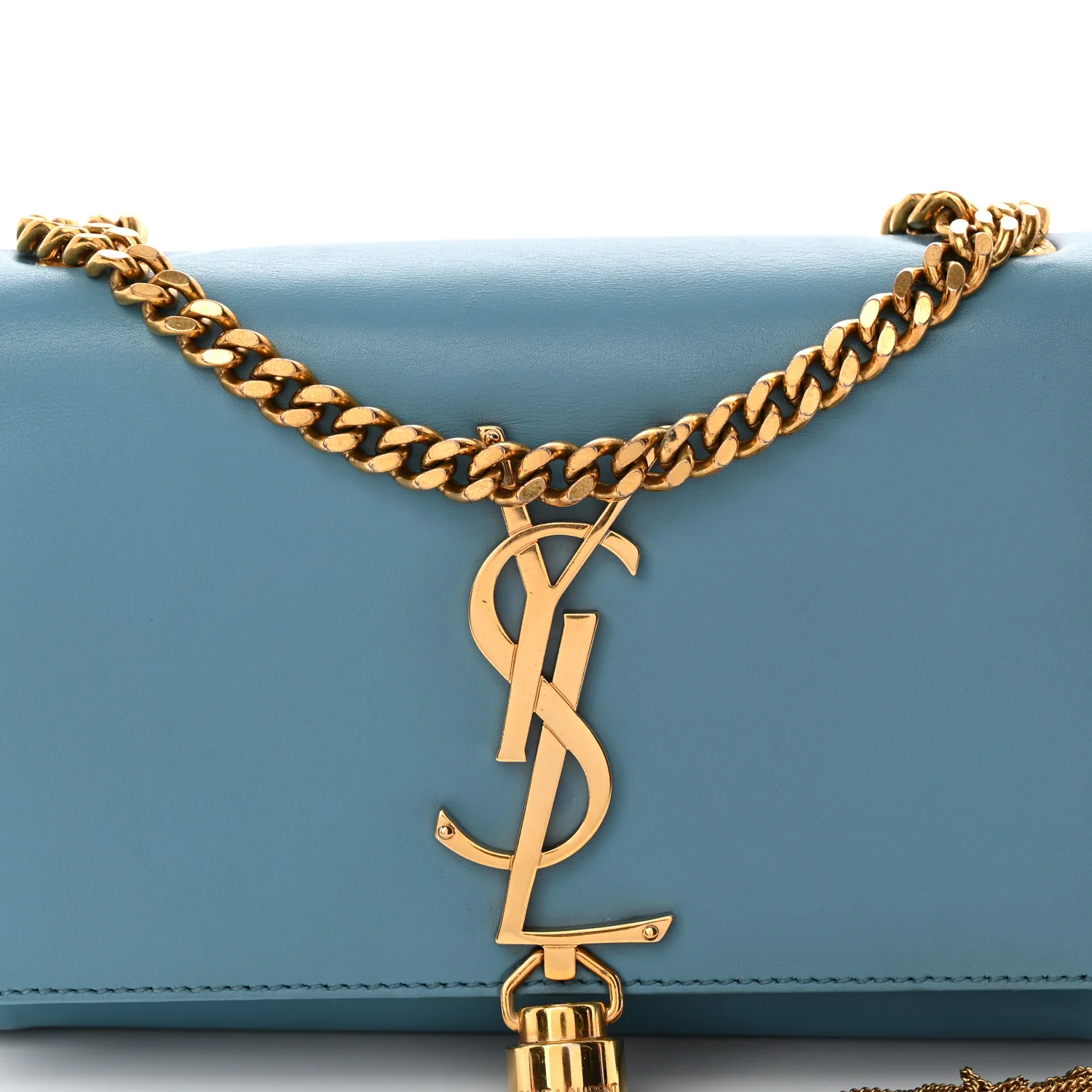 Smooth Calfskin Small Classic Monogram Kate Tassel Satchel Turquoise - Top Club