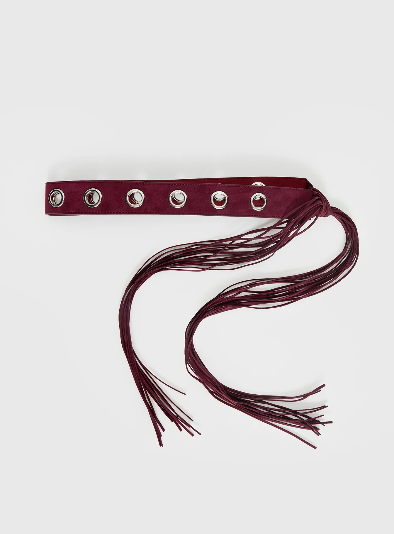 Maysie Faux Suede Tassel Belt Cherry