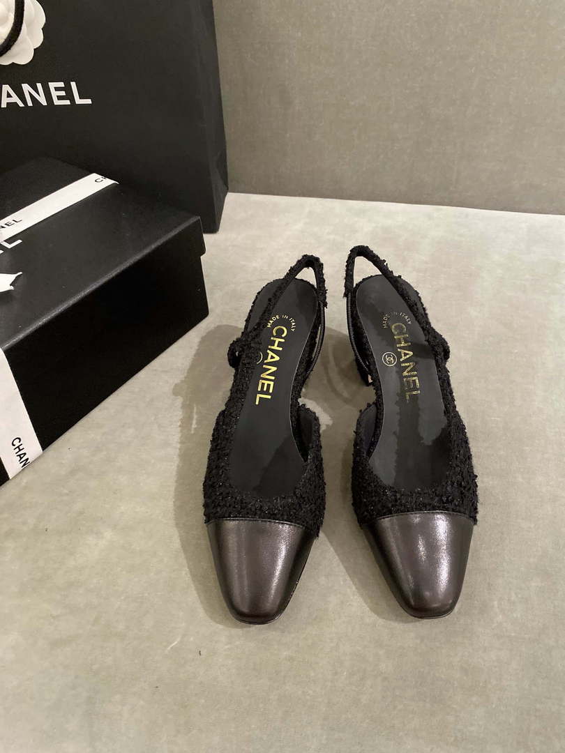 Chanel Women's G31318 Slingbacks Goatskin Grosgrain Sandals Shoes C91004 - Sneaker Replica Workshop