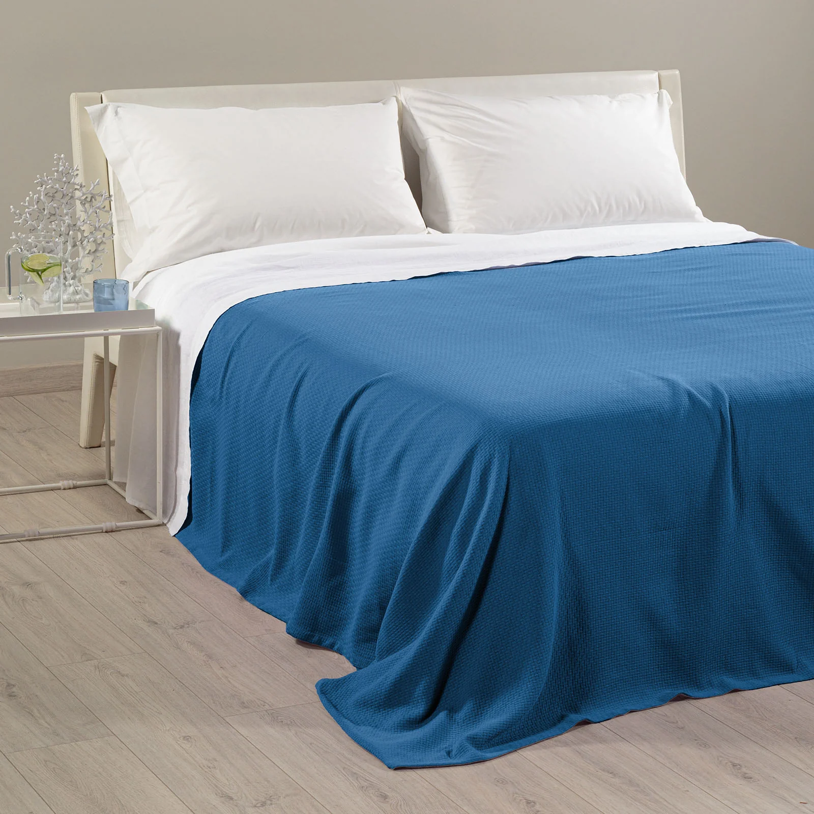 Non -quilted cotton cotton cotton single blue caleffi