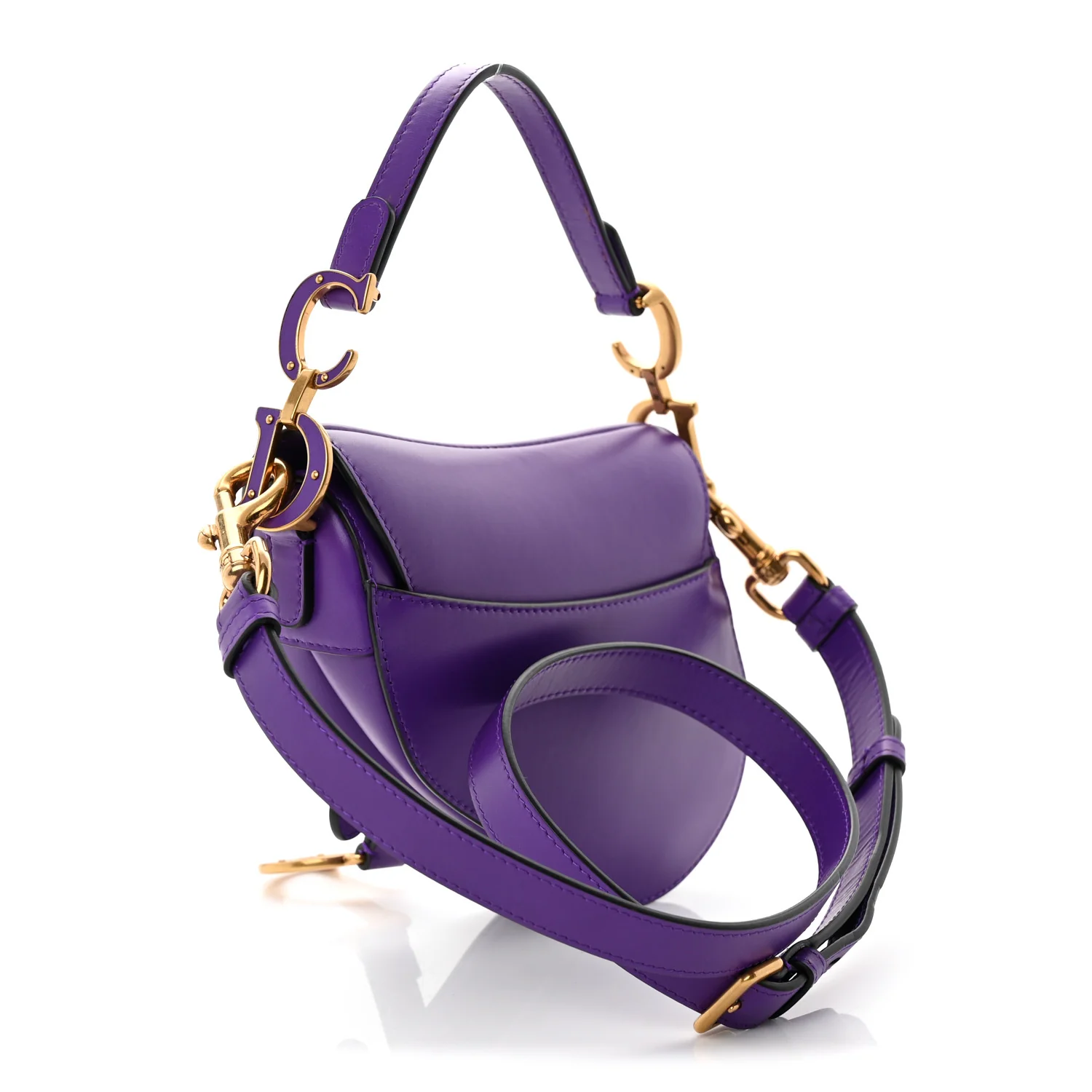 Supple Calfskin Mini Saddle Bag Purple - Top Club