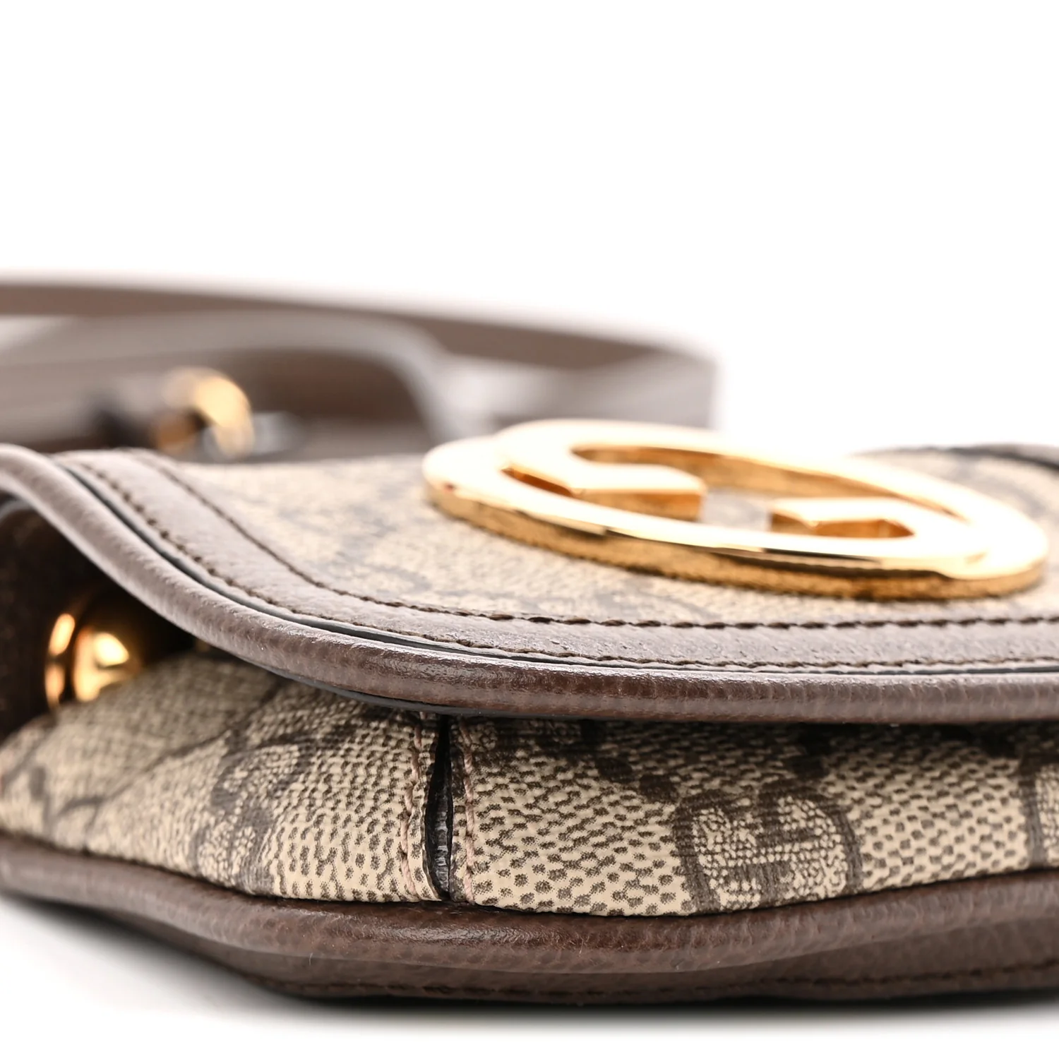 GG Supreme Monogram Textured Dollar Calfskin Blondie Card Case Wallet with Strap Beige Ebony New Acero - Top Club