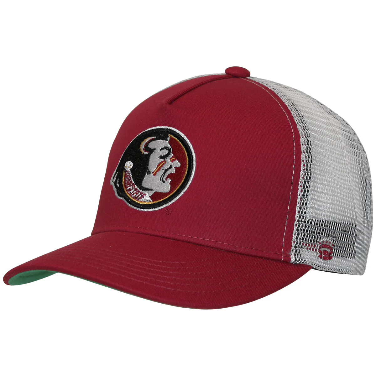 Homefield Vault Seminole Logo Adjustable Flat Bill Snapback Trucker Cap - Crimson/White - MoB Apparel