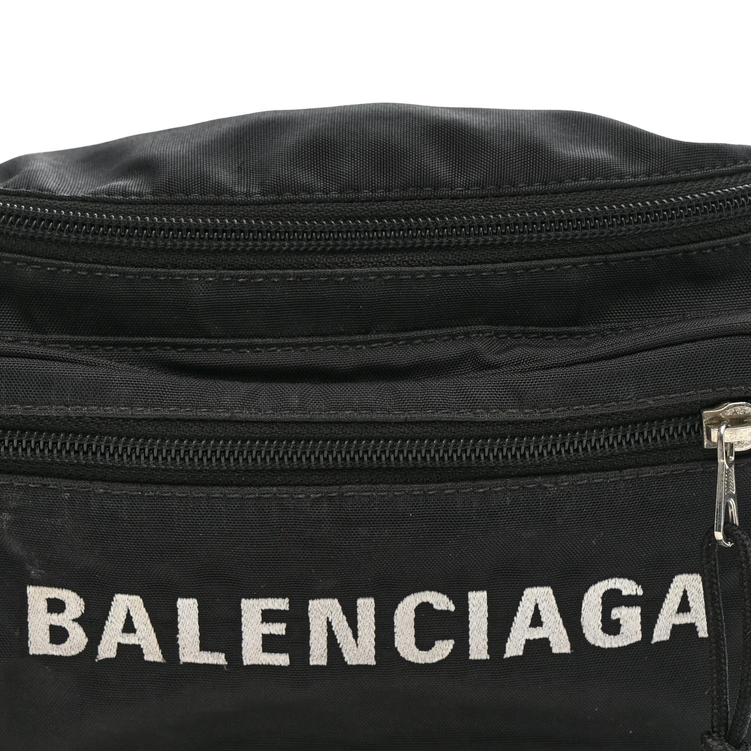Recycled Sport Nylon Logo Embroidered Wheel Beltpack Black - Top Club