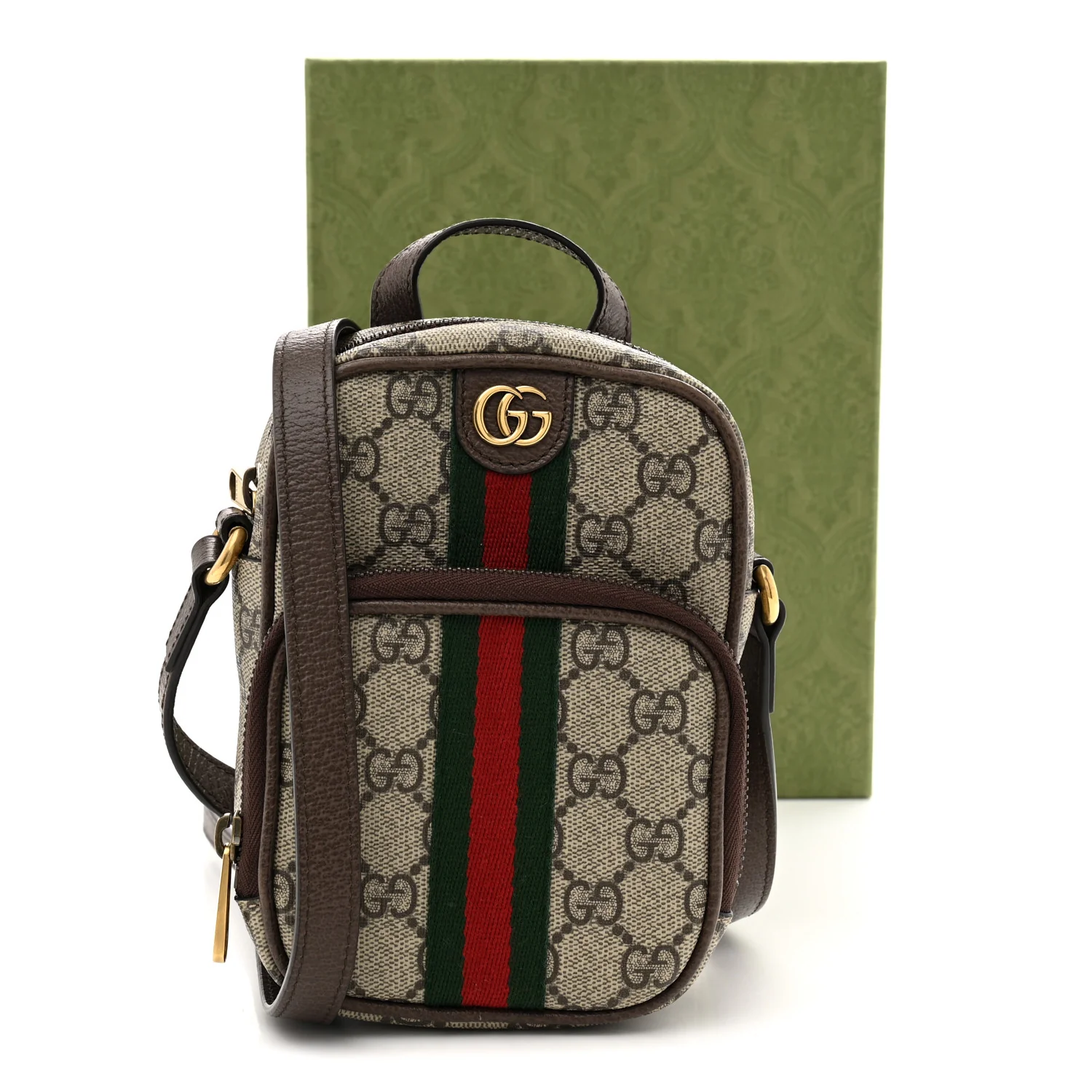 GG Supreme Monogram Web Mini Ophidia Double Zip Messenger Bag Beige New Acero - Top Club
