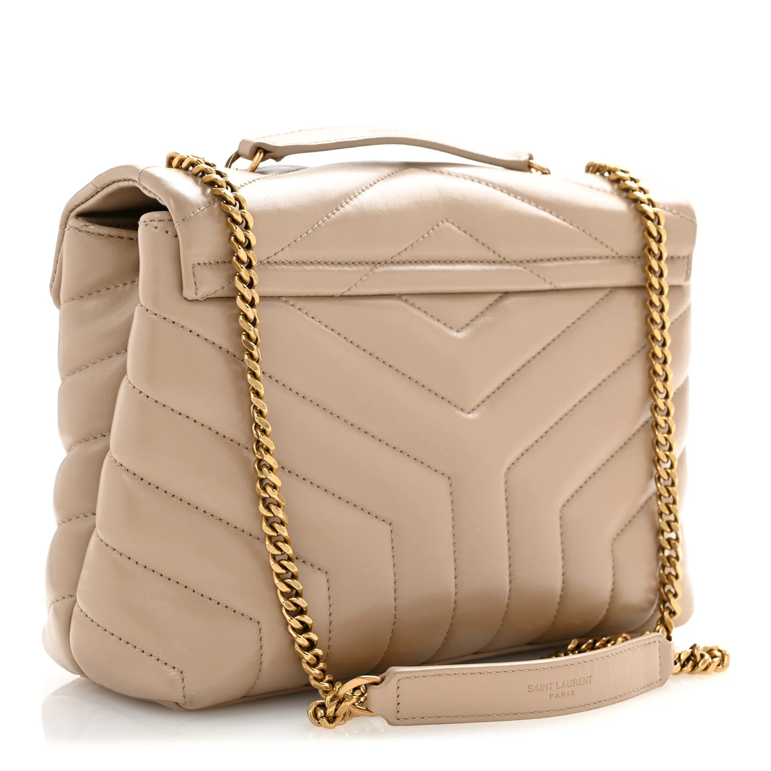 Calfskin Y Quilted Monogram Small Loulou Chain Satchel Dark Beige - Top Club