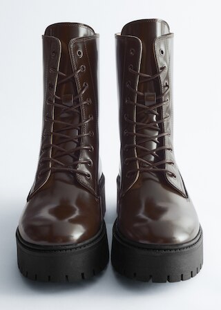 & Other Stories LACE-UP LEATHER BOOTS