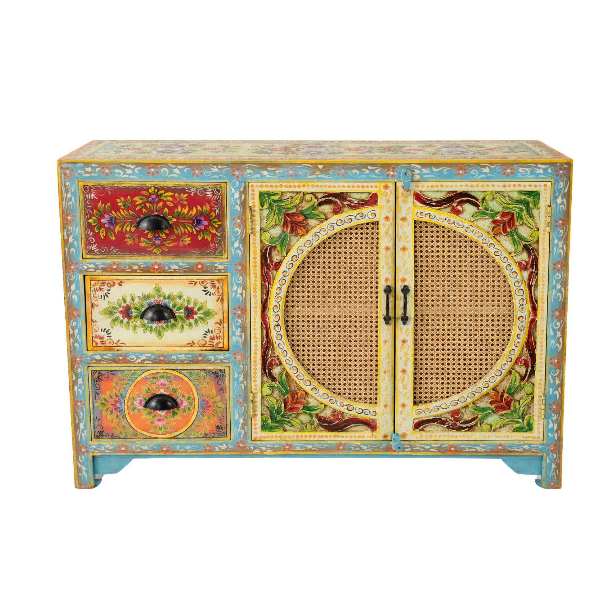 Ashara - Boho Dressoir Mangohout Handbeschilderd