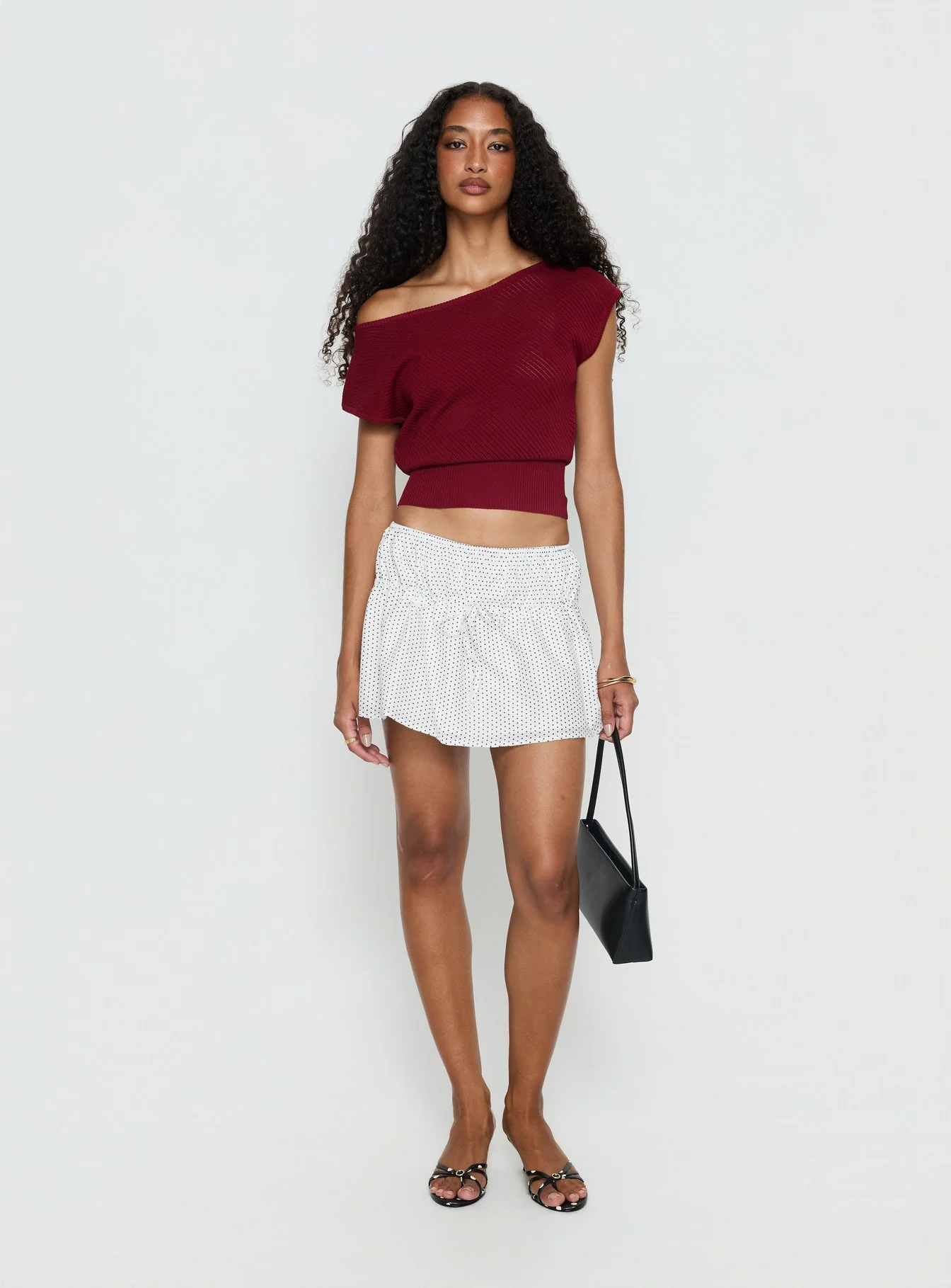 Nomi Mini Skirt White Polka Dot