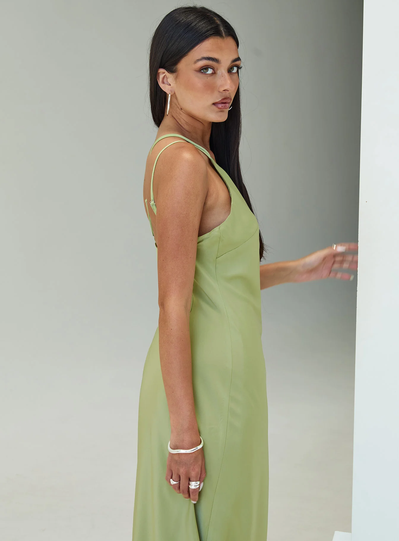 Nehemiah One Shoulder Maxi Dress Green