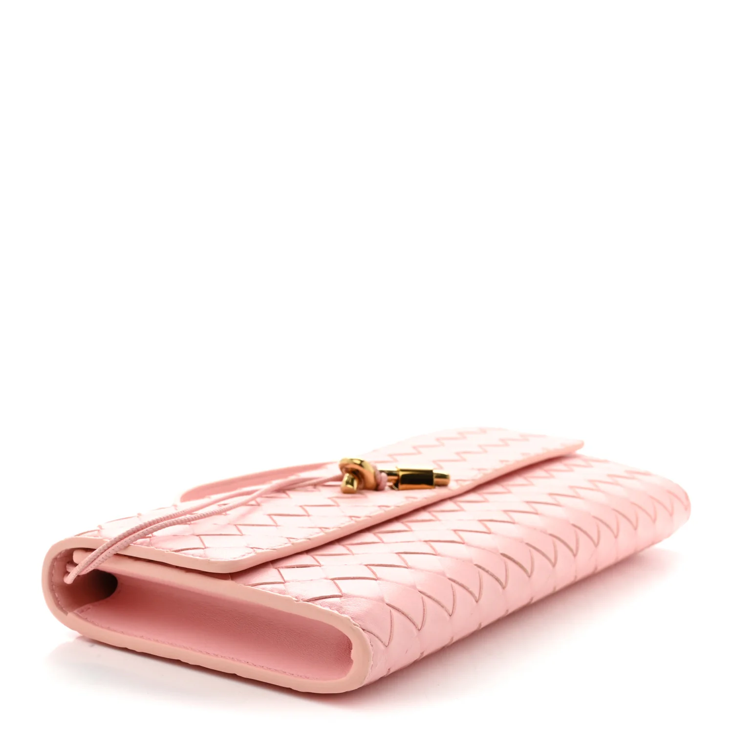 Nappa Intrecciato Long Andiamo Top Handle Clutch Rose - Top Club