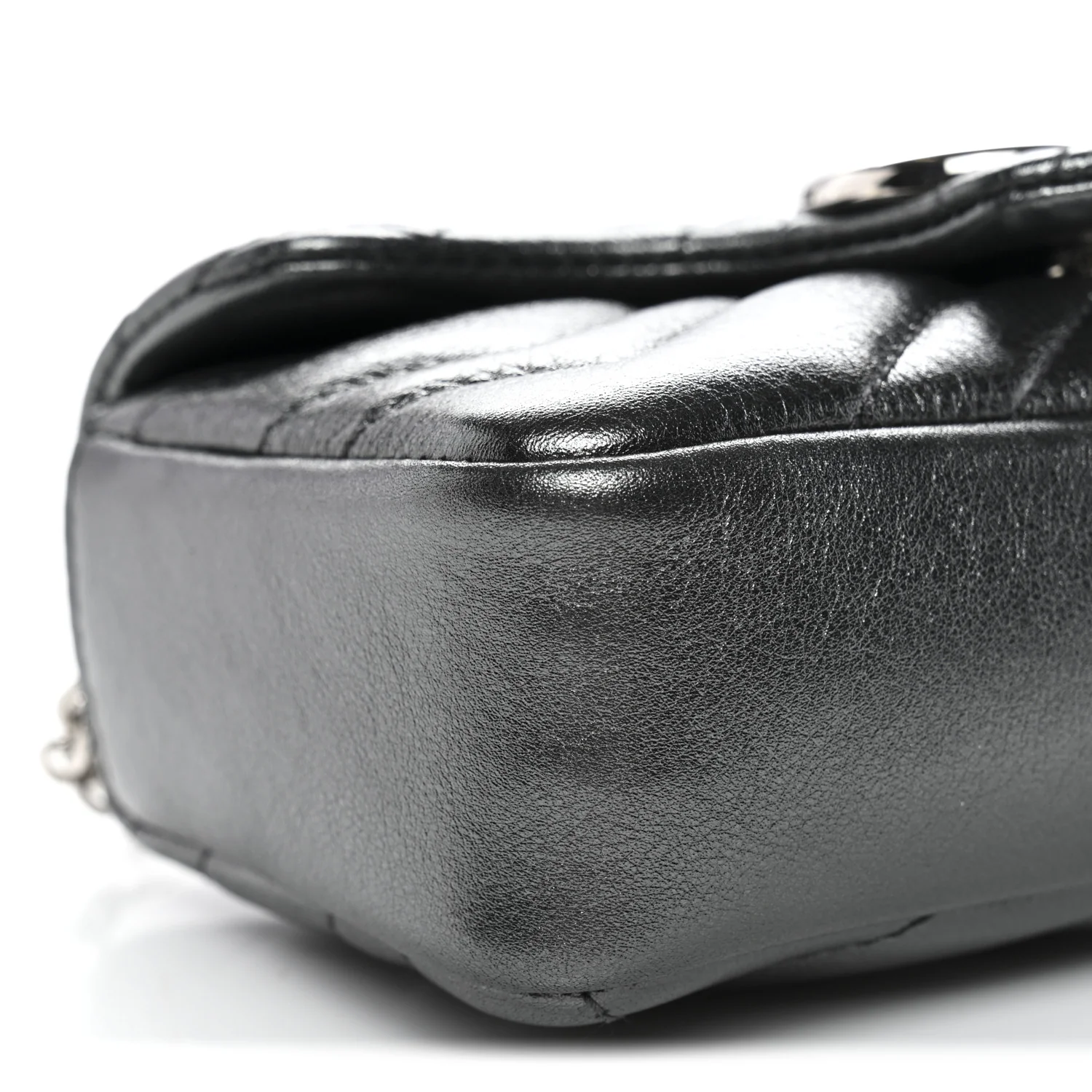 Metallic Lambskin Matelasse Mini GG Marmont Shoulder Bag Piombo - Top Club