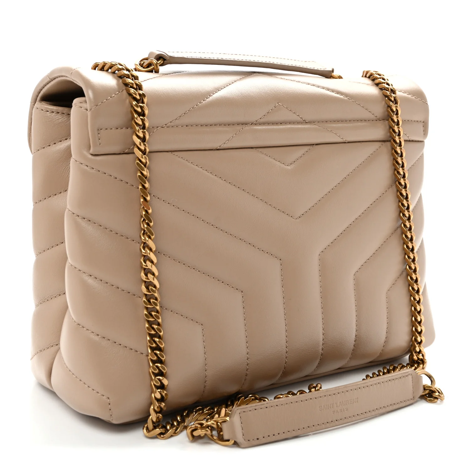Calfskin Y Quilted Monogram Small Loulou Chain Satchel Dark Beige - Top Club