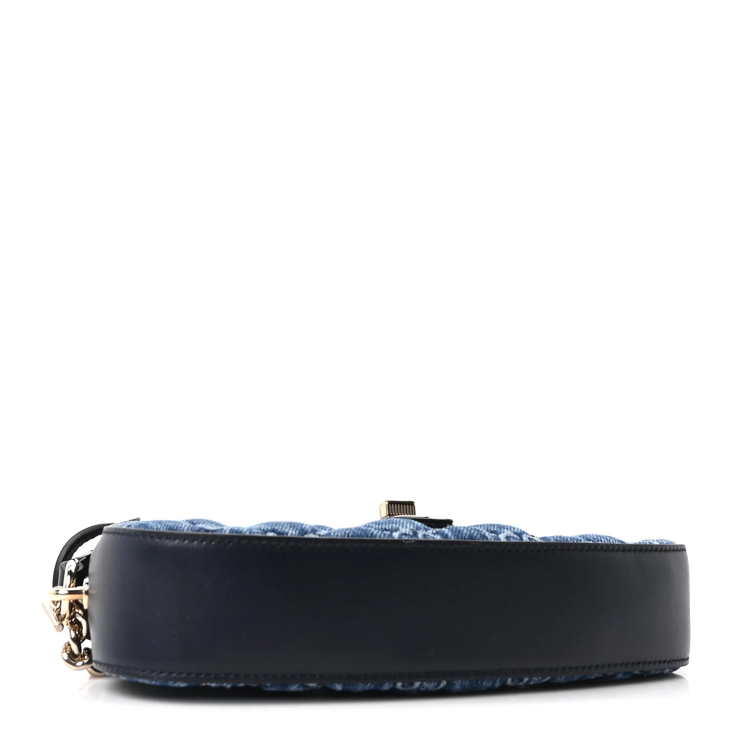 Denim GG Monogram Mini Moon Side Shoulder Bag Blue - Top Club