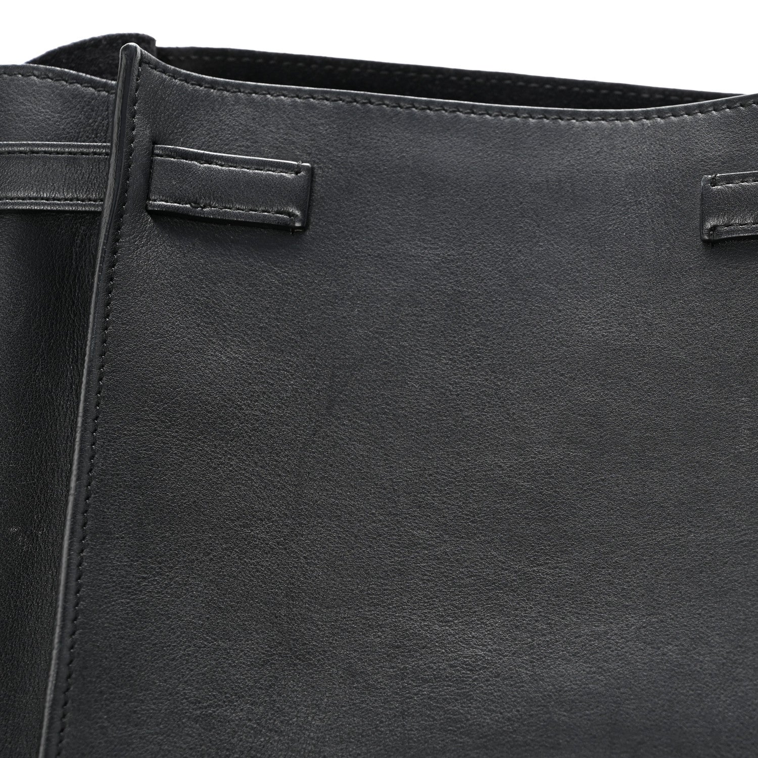 Supple Grained Calfskin Long Strap Big Bag Bucket Black - Top Club