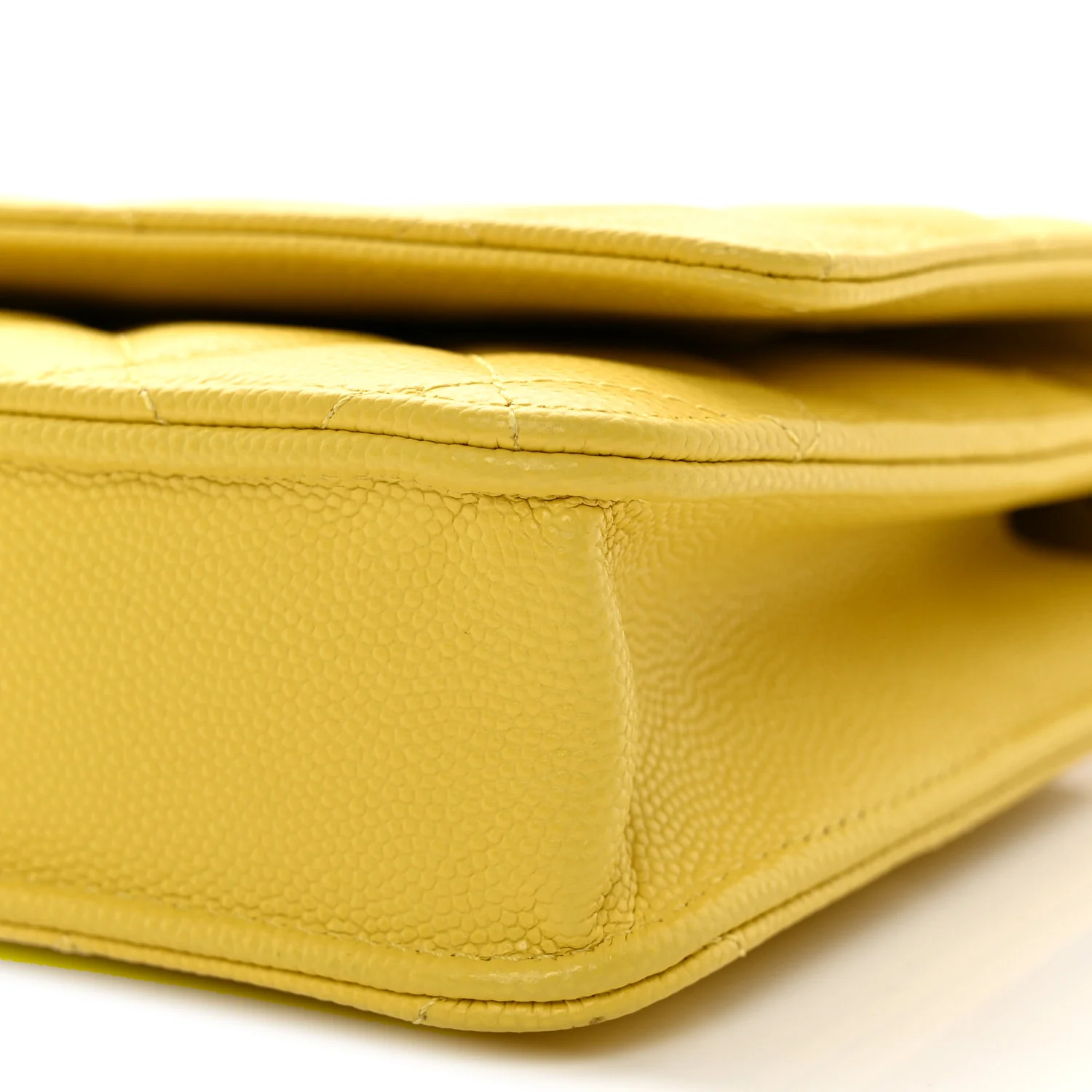 Caviar Quilted Wallet on Chain WOC Yellow - Top Club