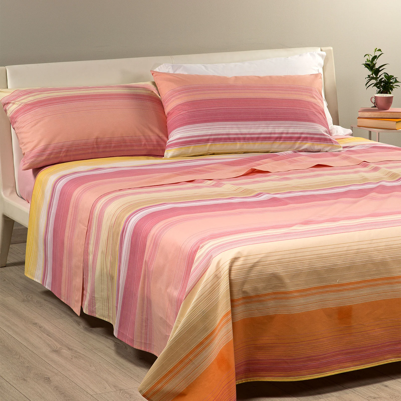 Single rainbowlight cotton bed covered sheets Caleffi Home
