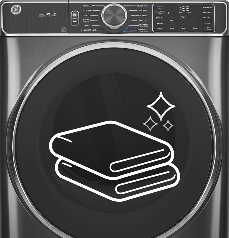 GE ENERGY STAR 7.8 cu. ft. Kapazität Smart Front Load Electric Dryer mit Dampf und Sanitize Cycle