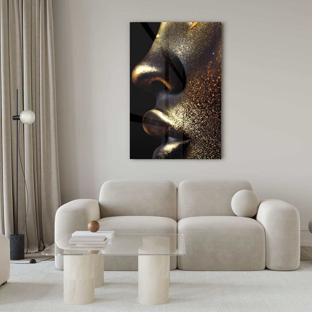 Walljar acrylglas schilderij - Golden Closeup Acrylglas schilderij - 150 x 225 cm
