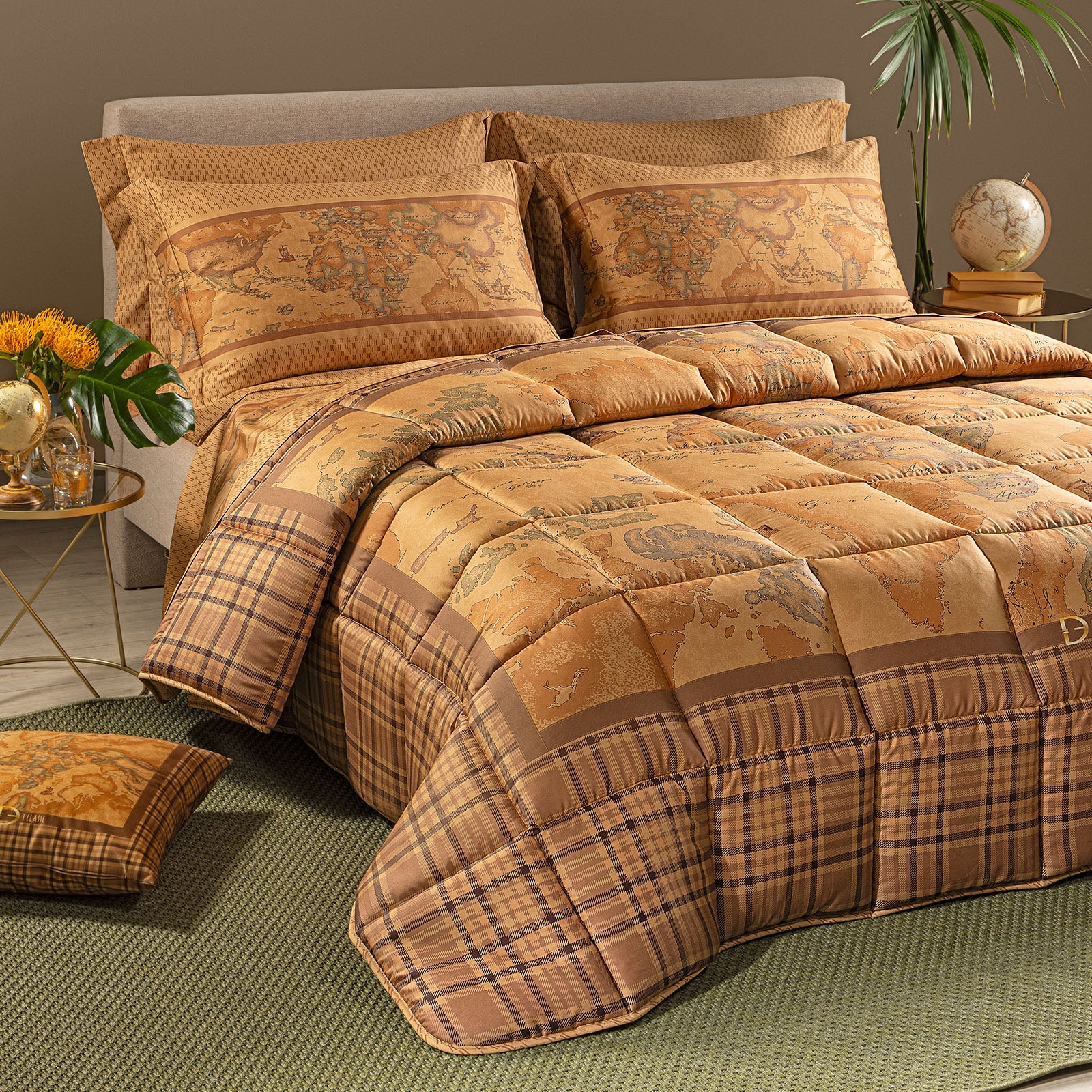 Trapunta In Raso Di Cotone Geo Tartan Matrimoniale Unica Alviero Martini 1A Classe