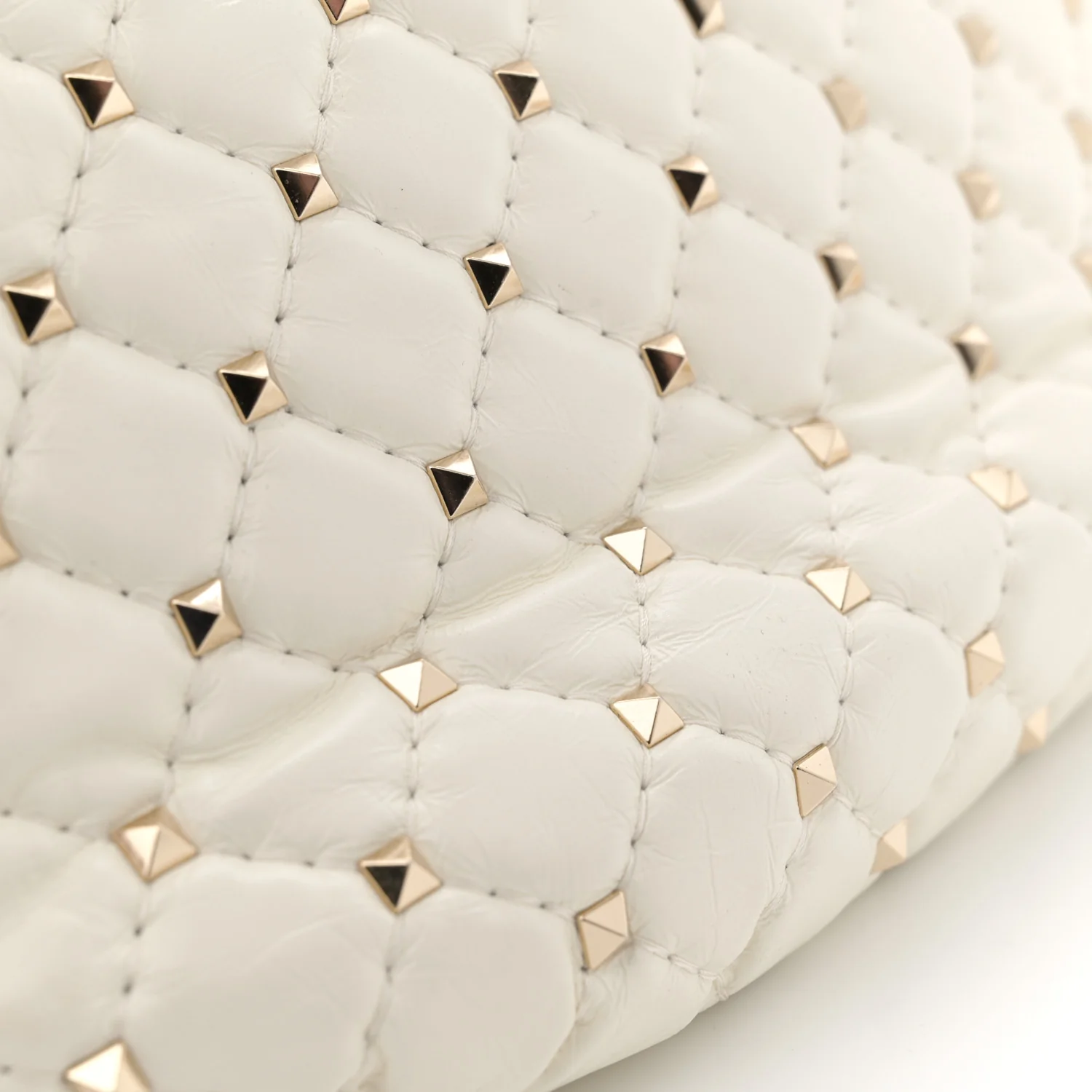 Nappa Small Rockstud Spike Hobo Ivory - Top Club