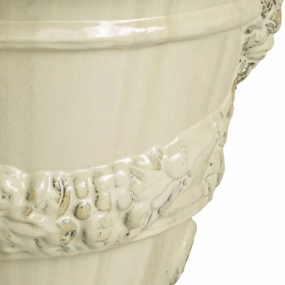 Luxury baroque ceramic flower pot antique sand color Ø 60 x H. 56 cm - garden decoration