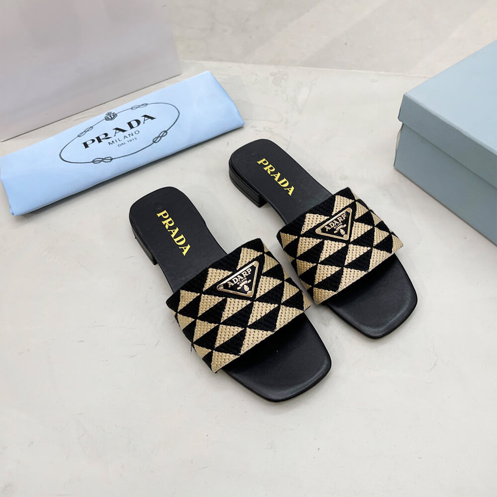 Prada Embroidered fabric slides - Top Club