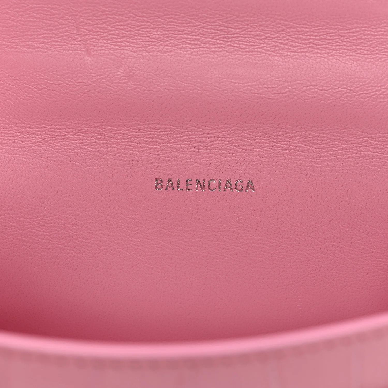 Shiny Calfskin Crocodile Embossed Hourglass Top Handle Bag XS Sweet Pink - Top Club