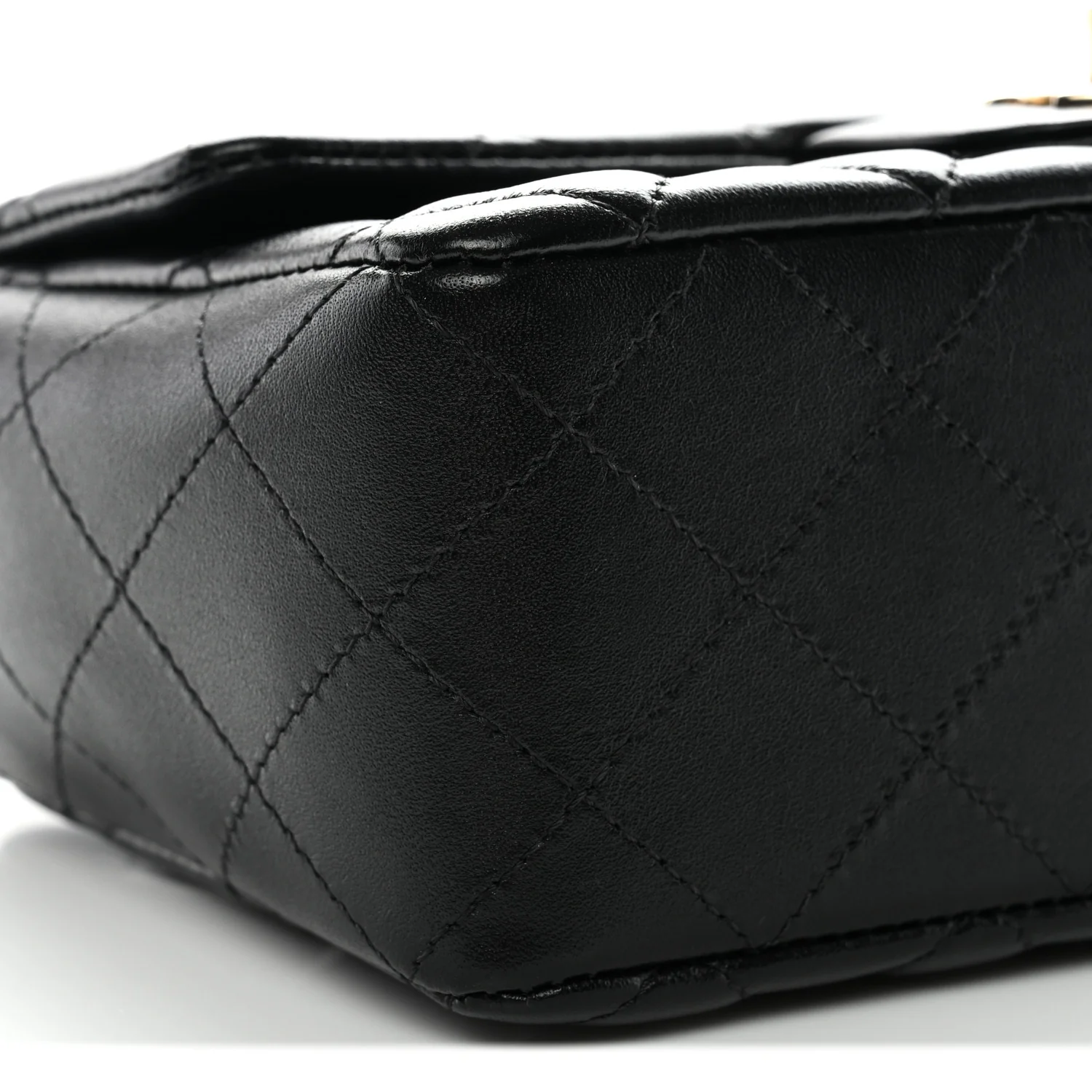 Lambskin Quilted Mini Rectangular Flap Black - Top Club
