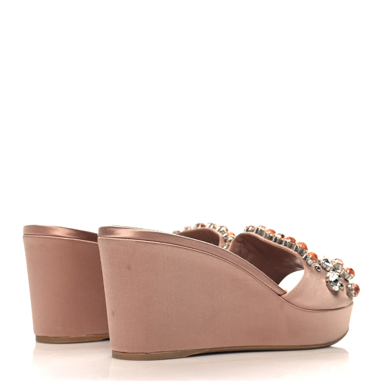Satin Crystal Wedge Sandals 40 Cammeo - Top Club
