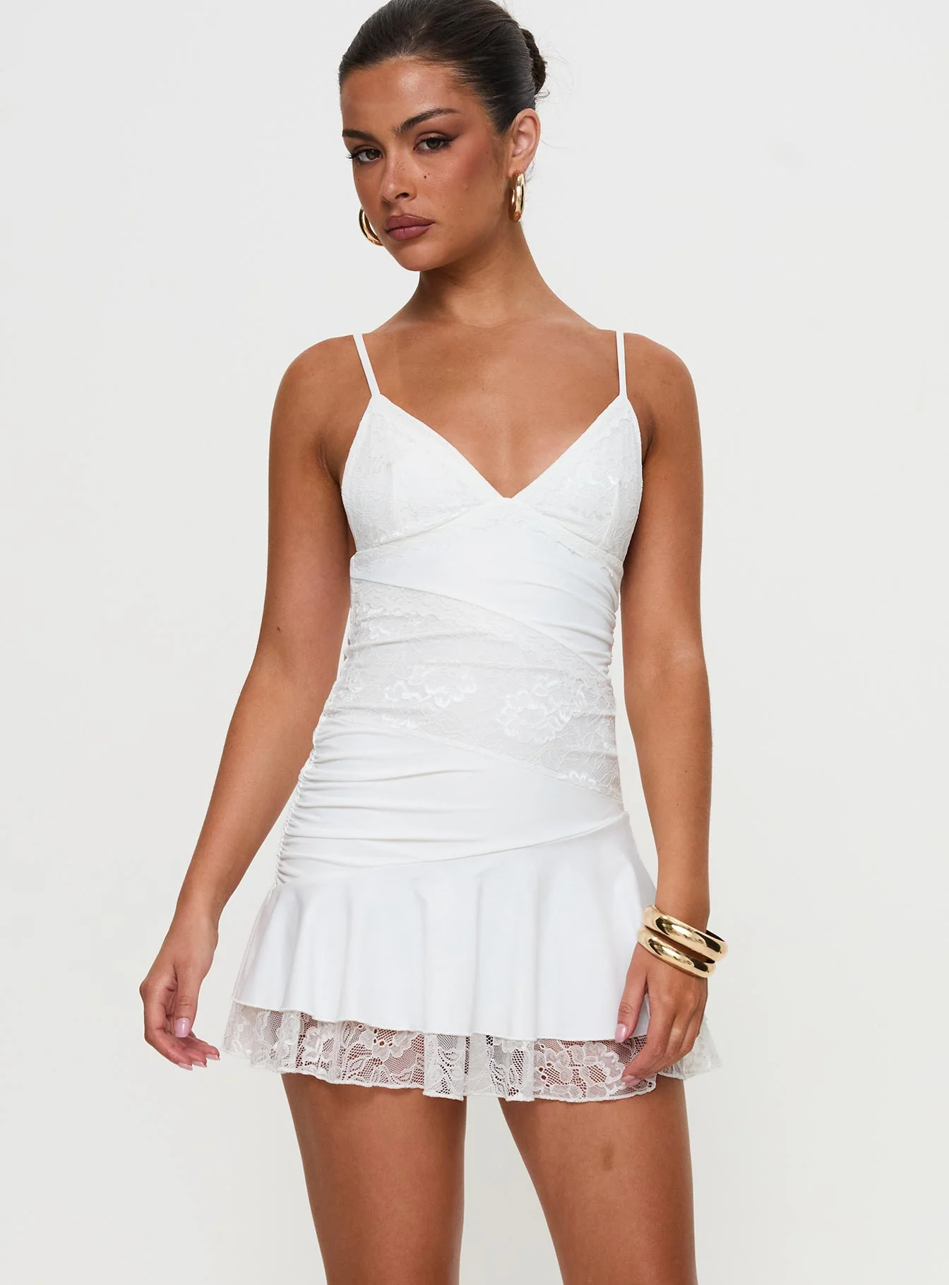Love Is Alive Lace Mini Dress White