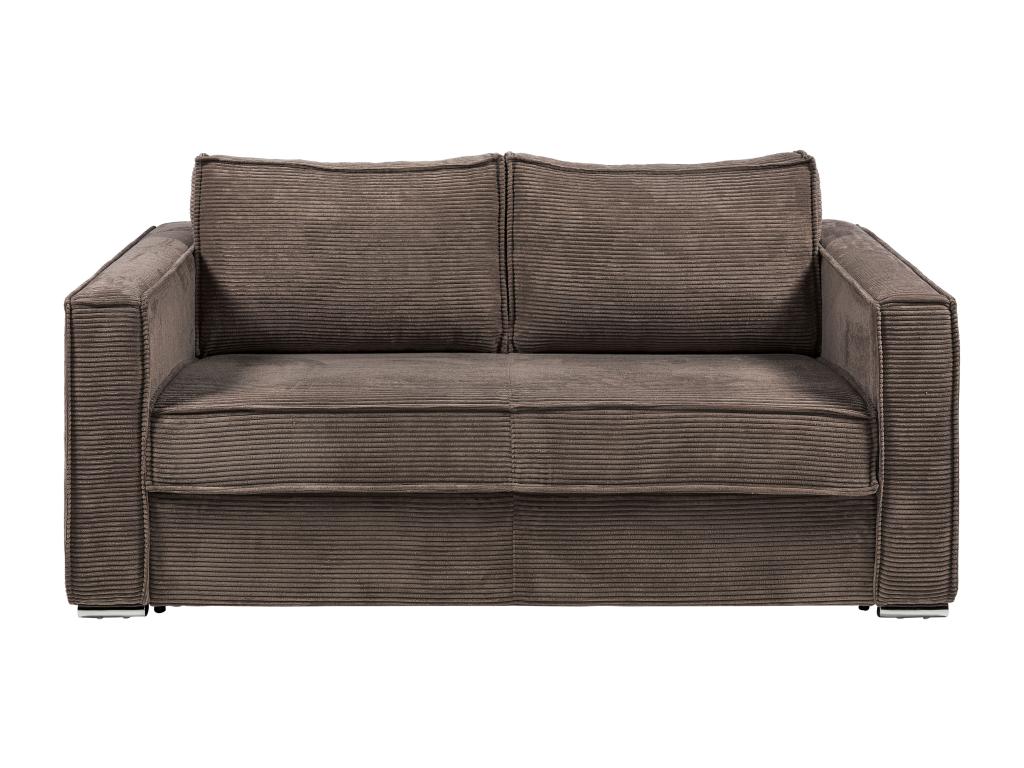 Sofá cama de 3 plazas con apertura italiana de pana marrón - Descanso de láminas anchas de 140 cm - Colchón de 14 cm LORETO