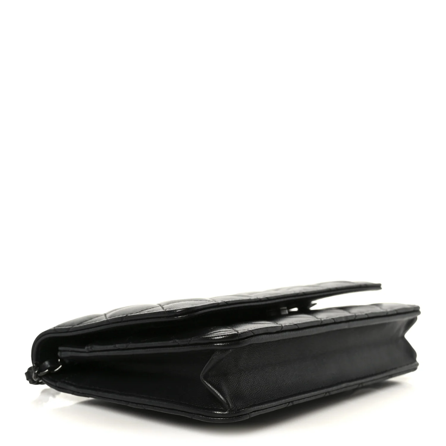 Lambskin Quilted Wallet On Chain WOC So Black - Top Club