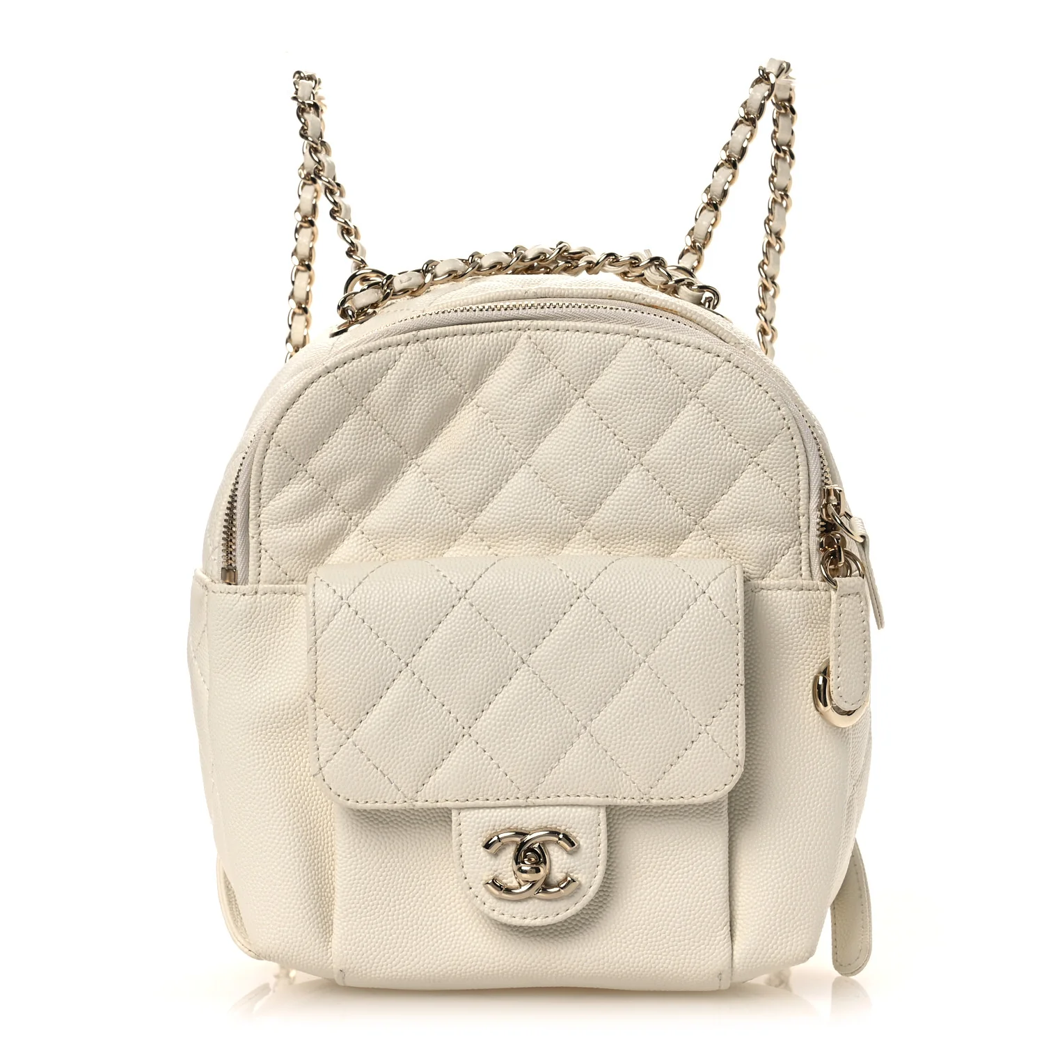 Caviar Quilted Small CC Day Backpack White - Top Club