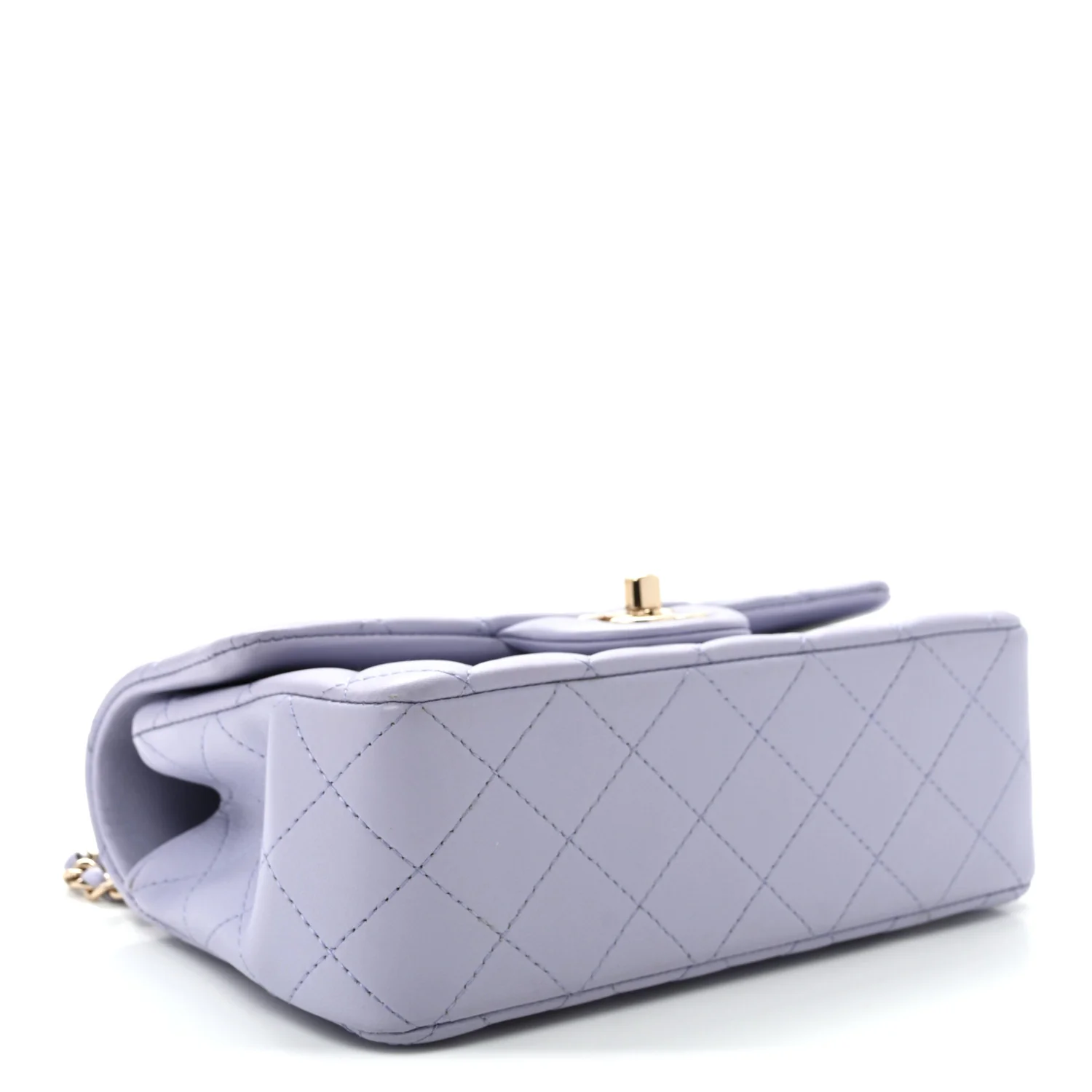 Lambskin Quilted Mini Top Handle Rectangular Flap Light Purple - Top Club