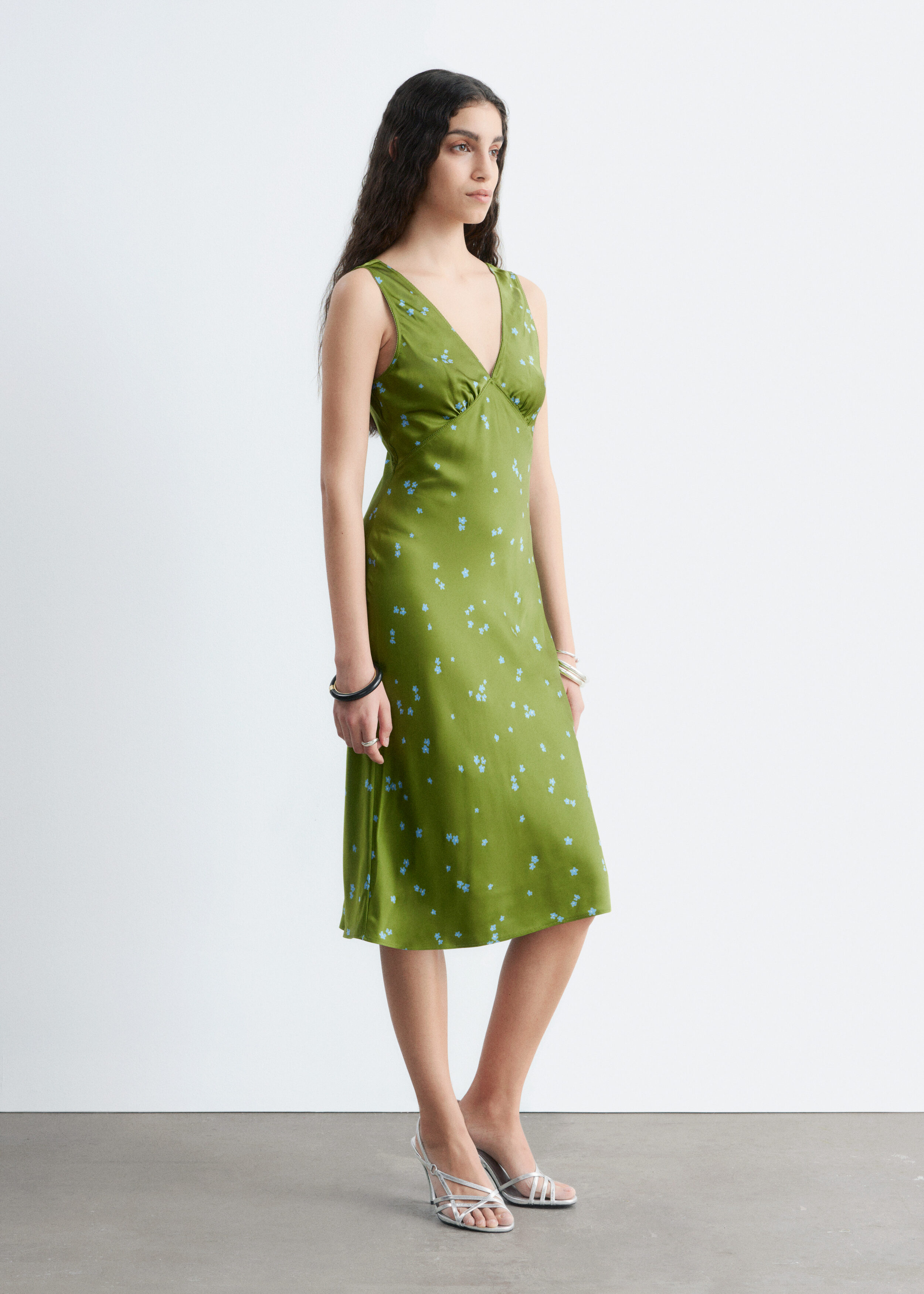 & Other Stories V-NECK SLIP MIDI DRESS