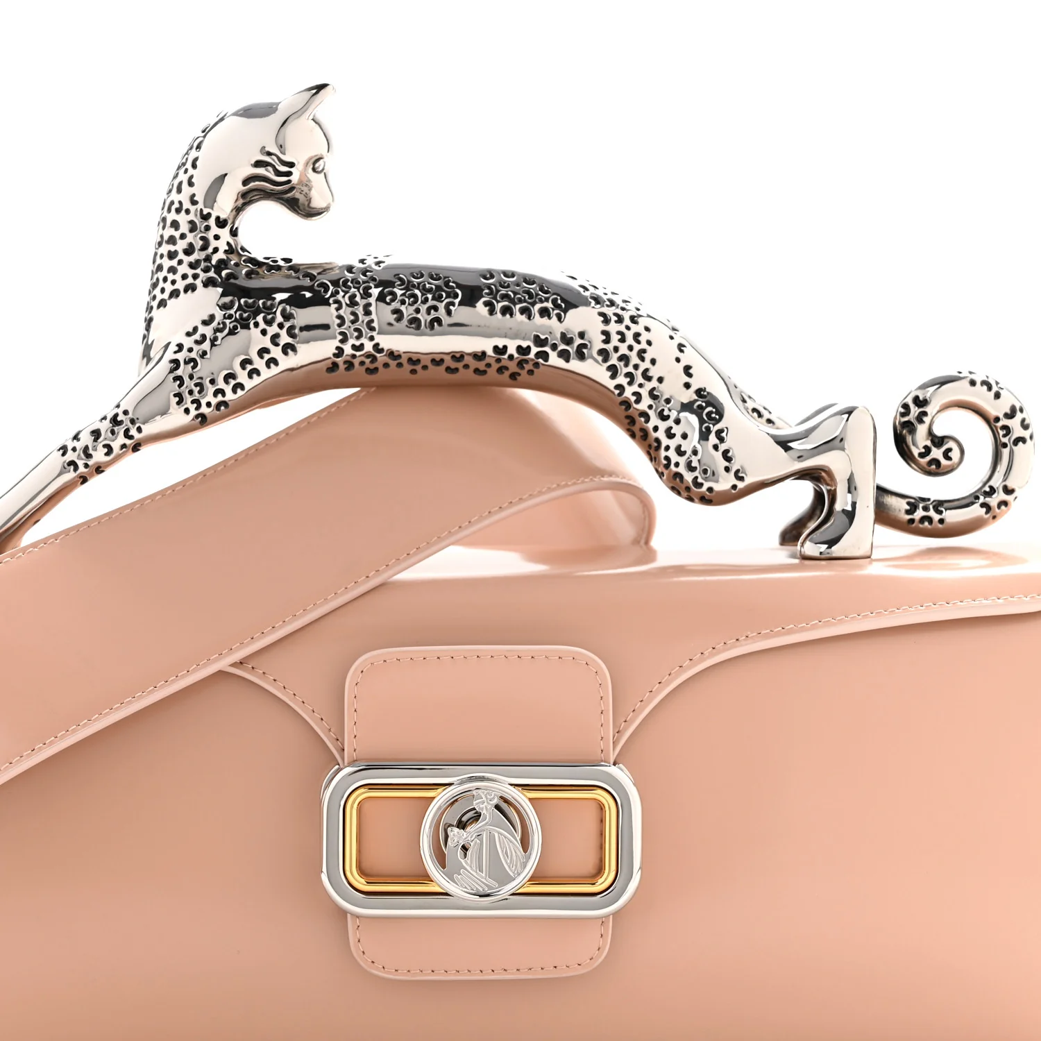 Calfskin Logo Medium Cat Pencil Bag Pink - Top Club