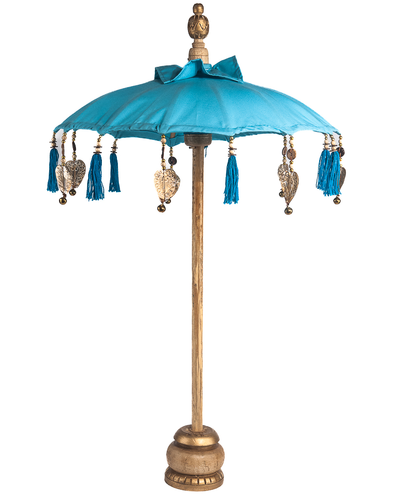 Mini parasol bamboe tafelmodel turquoise