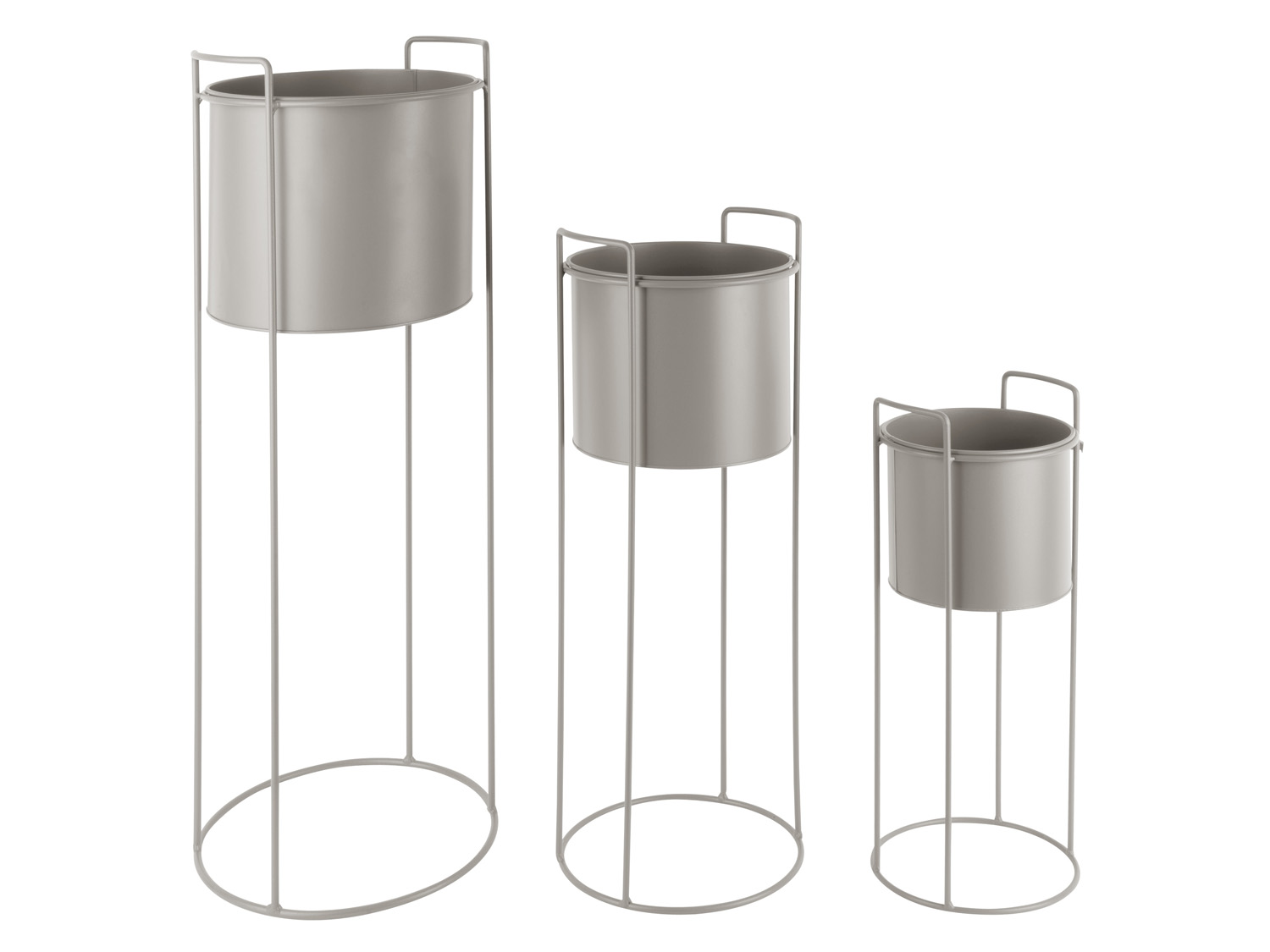 Plant pot set Essence round iron warm grey