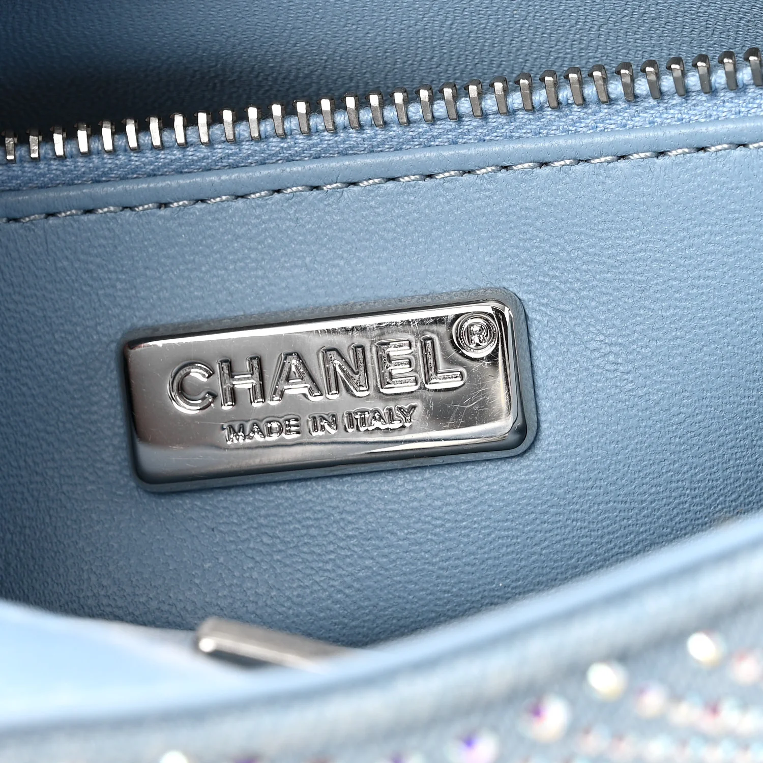 Denim Strass Evening Flap Bag Blue - Top Club