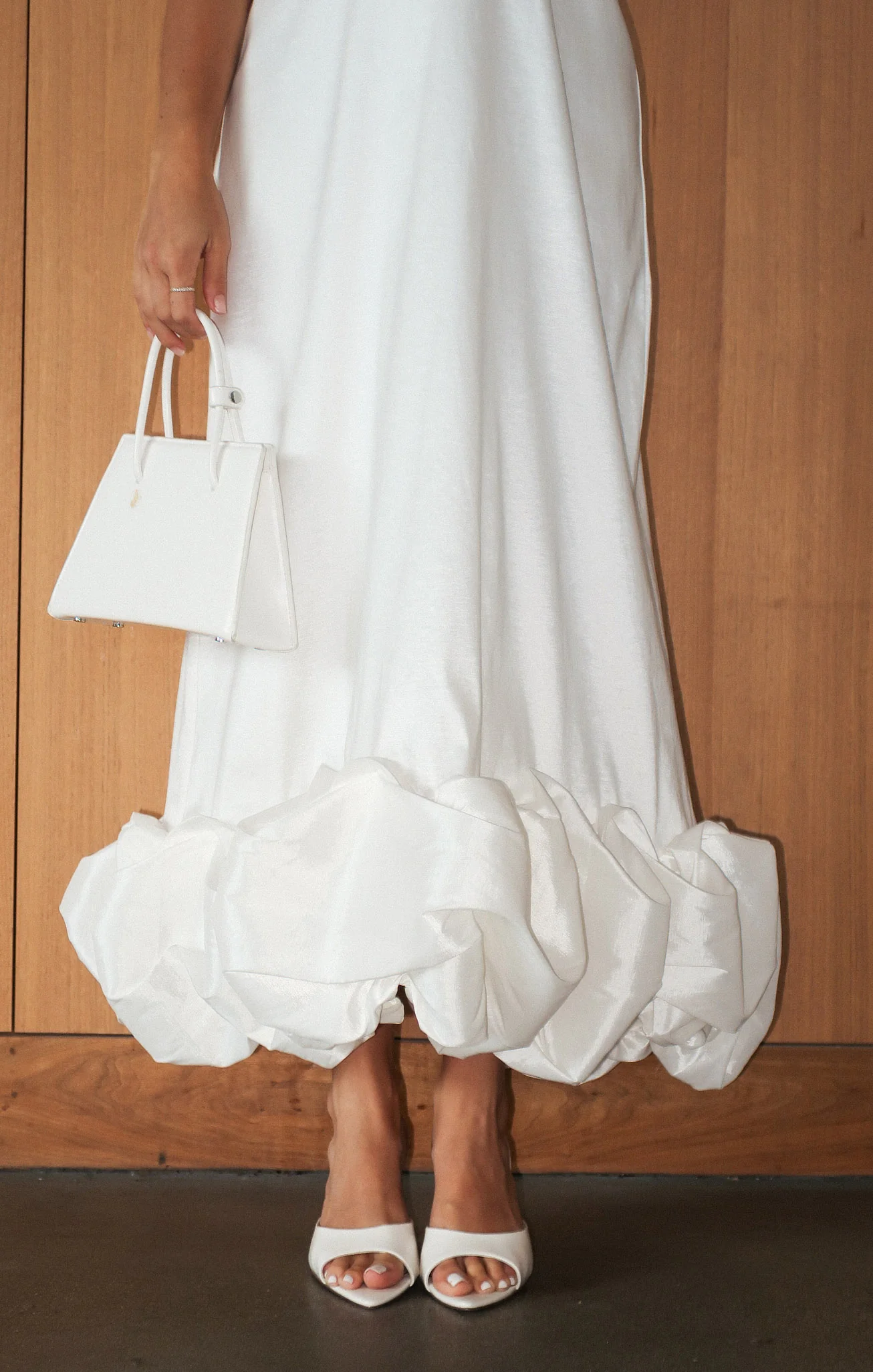 Rebecca Midi Dress ~ White Taffeta