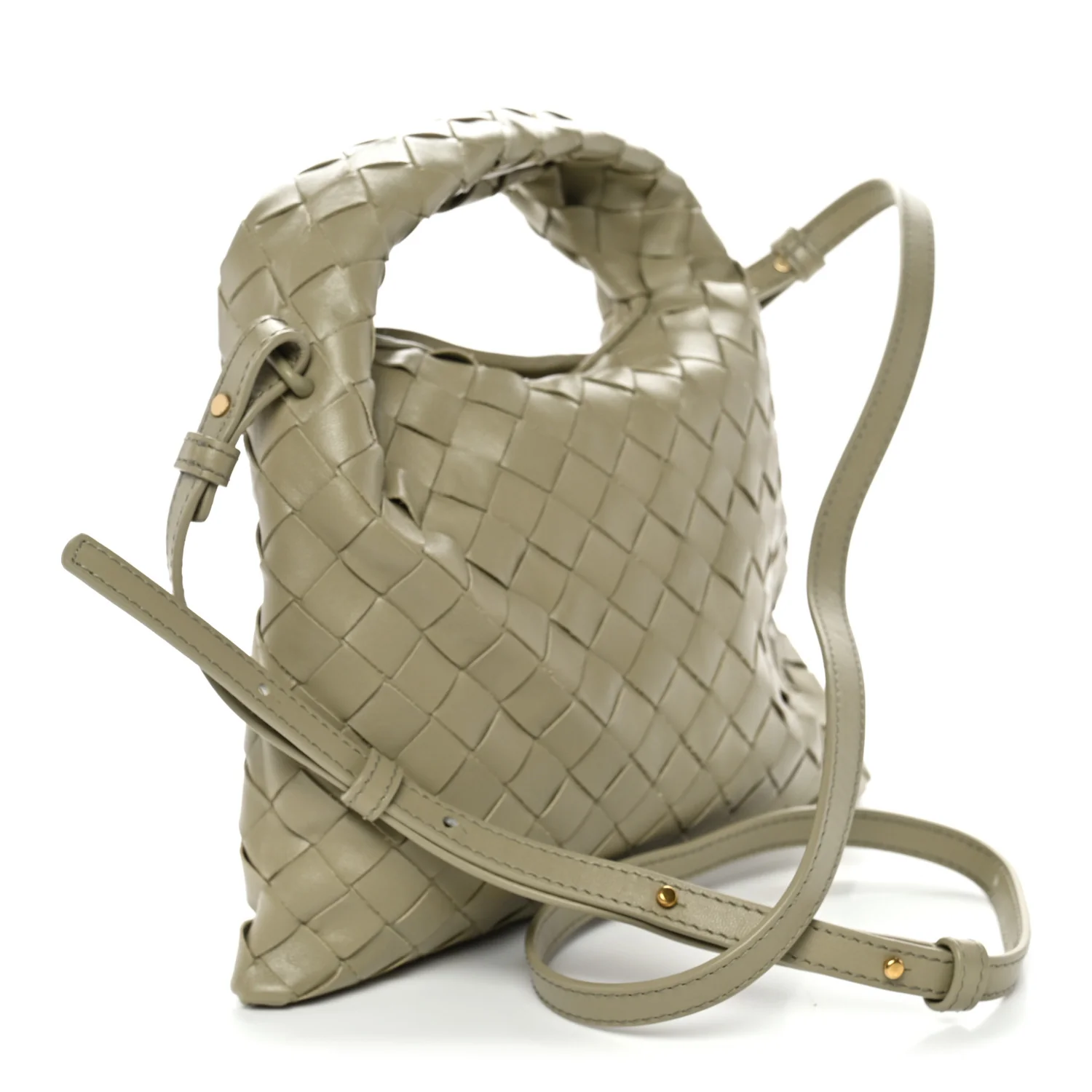 Calfskin Intrecciato Mini Hop Travertine - Top Club