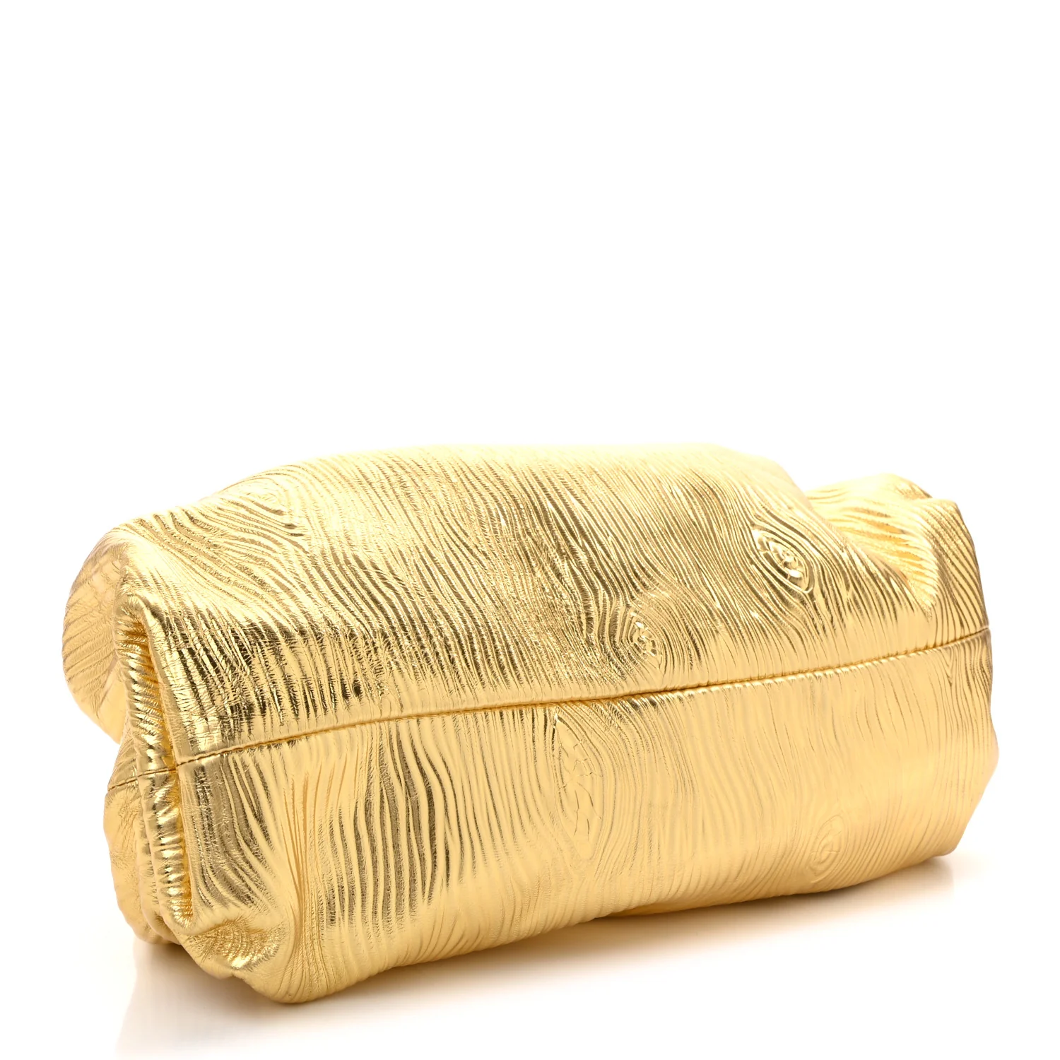 Metallic Bark Calfskin Embossed The Pouch Oversized Clutch Oro - Top Club