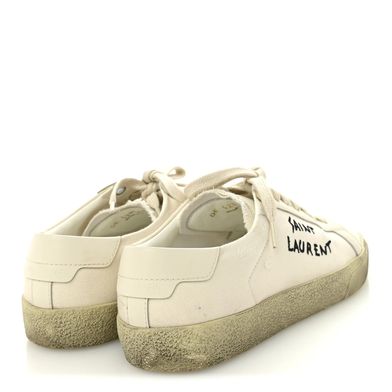 Distressed Canvas Court Classic Sneakers 37 Panna - Top Club