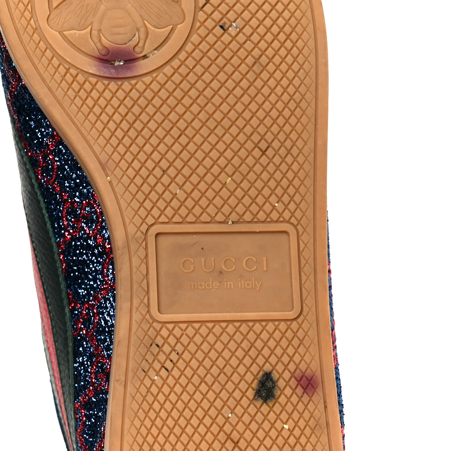 Lurex Calfskin Web GG Monogram Mens Falacer Sneakers 8.5 Iridescent Blue Iridescent Red Silver - Top Club